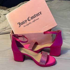 Juicy Couture Fuchsia Heels with Rhinestone Strap